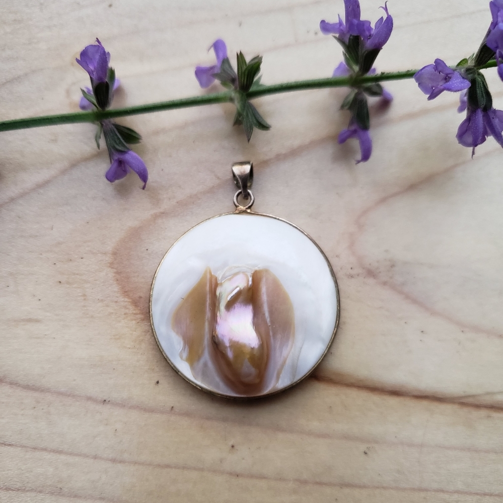 Blister Pearl Iridescent Shell Pendant